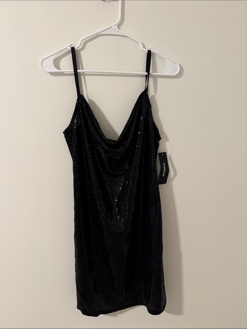 bebe Black Sequin Mini Dress